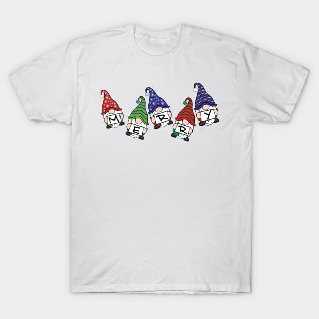 Scattered Merry Gnomes T-Shirt by m2inspiration